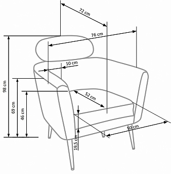 MELISA fotel wypoczynkowy popielaty / złoty - zdjęcie 3